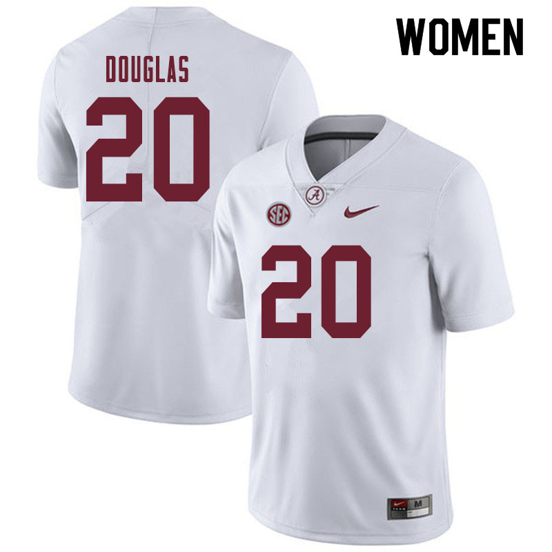 Women #20 DJ Douglas Alabama Crimson Tide College Football Jerseys Sale-White